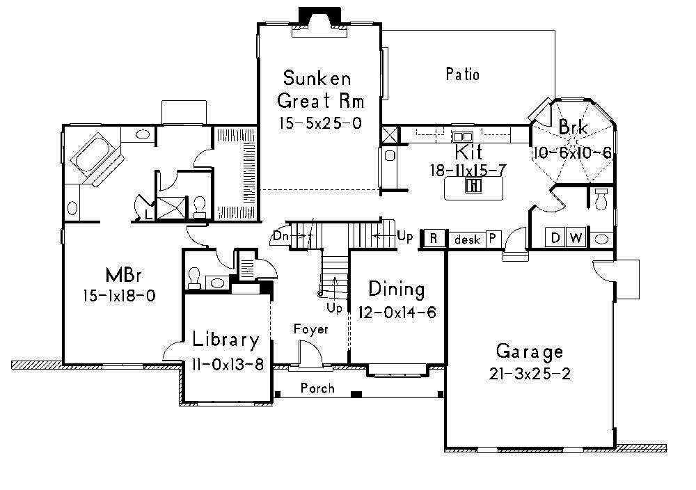 Floor Plan First Story of Traditional Plan #138-1307