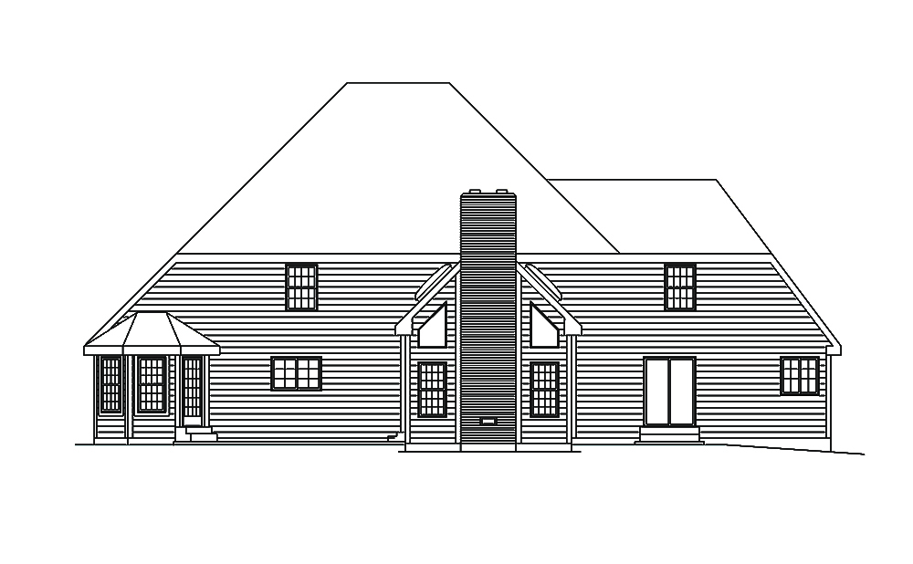 Home Plan Rear Elevation of this 4-Bedroom,3368 Sq Ft Plan -138-1307