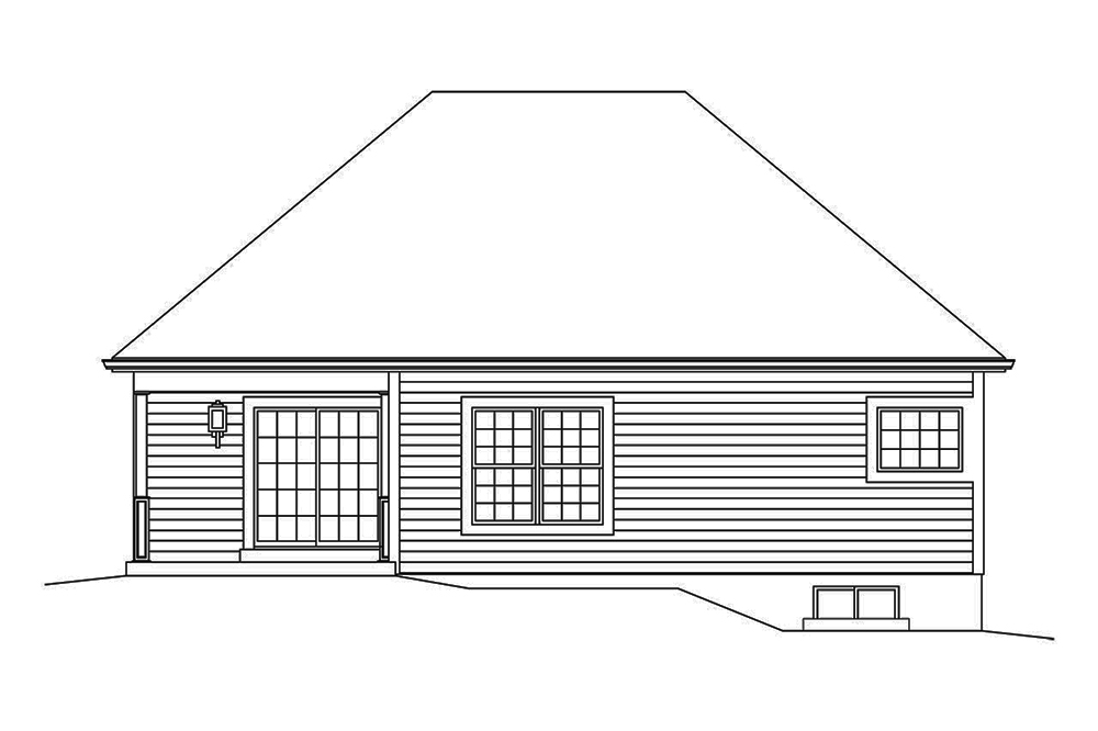 Home Plan Rear Elevation of this 2-Bedroom,1366 Sq Ft Plan -138-1343