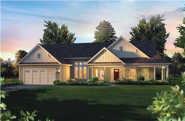 3-Bedroom, 2156 Sq Ft Country Home Plan - 138-1344 - Main Exterior