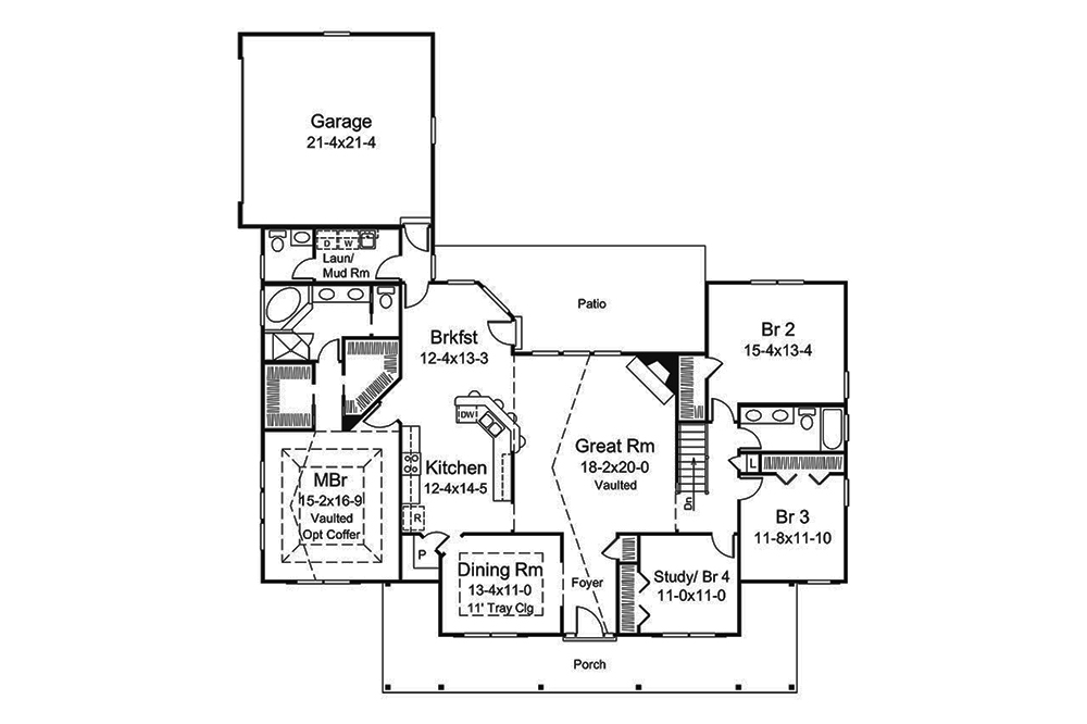 Floor Plan First Story of Country Plan #138-1346