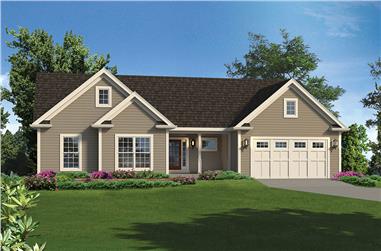 3-Bedroom, 1820 Sq Ft Country Home Plan - 138-1350 - Main Exterior