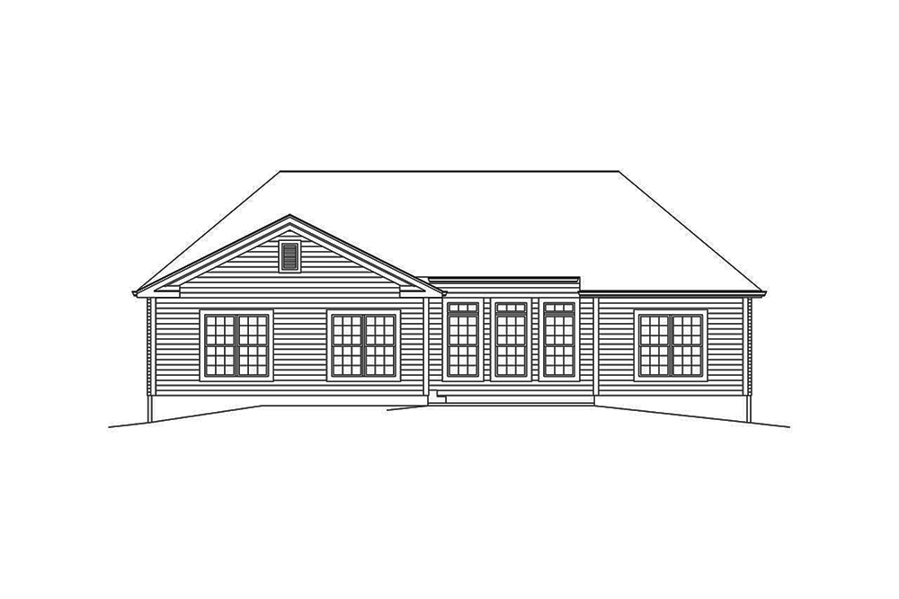 Home Plan Rear Elevation of this 3-Bedroom,1863 Sq Ft Plan -138-1352