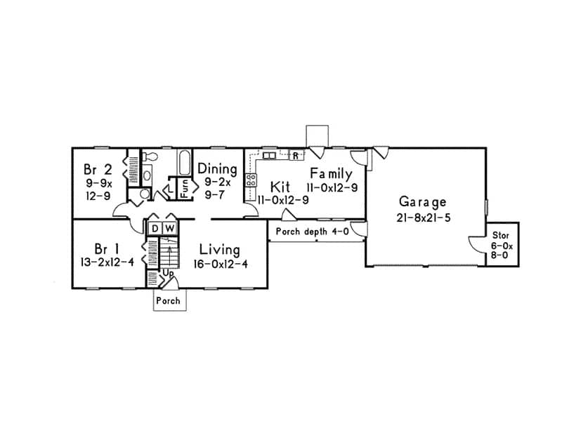 Main Level of Farmhouse Plan #138-1447