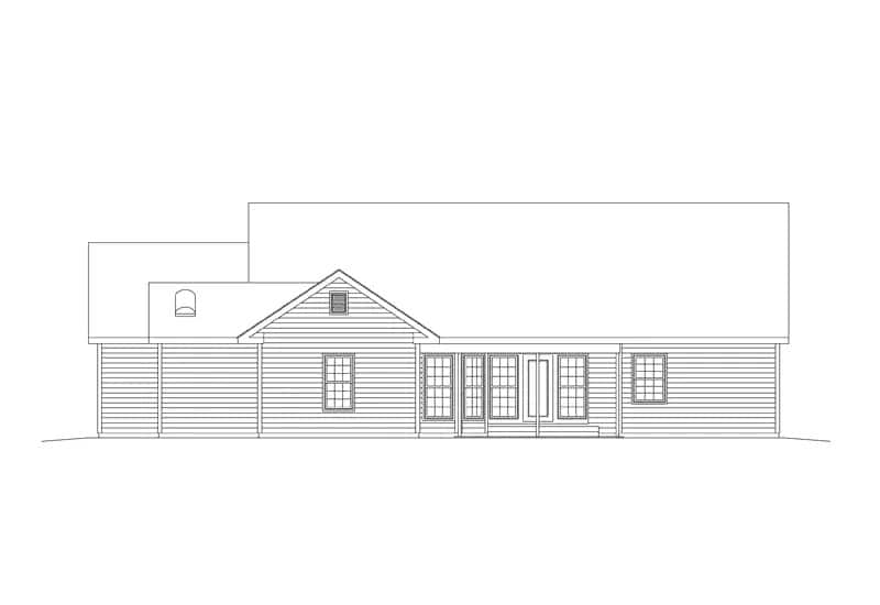 Home Plan Rear Elevation of this 4-Bedroom,2080 Sq Ft Plan -138-1456