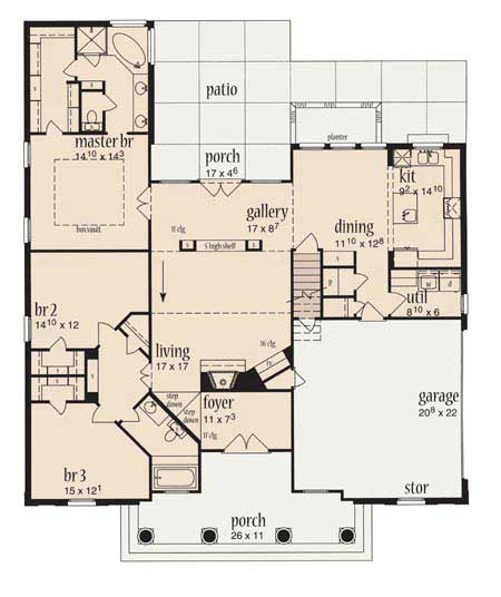 Floor Plan First Story of European Plan #139-1009