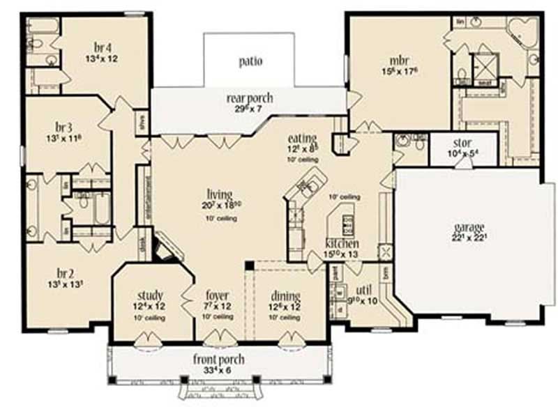 Floor Plan First Story of European Plan #139-1017