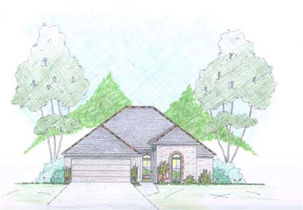 Traditional Home Plans Color Rendering.