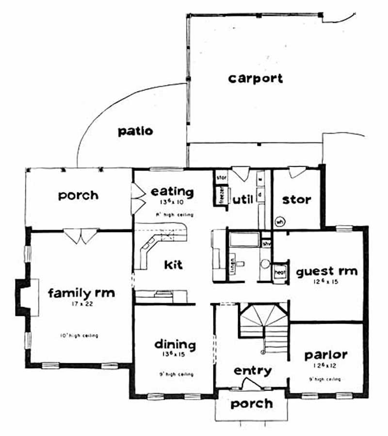 Floor Plan First Story of European Plan #139-1038