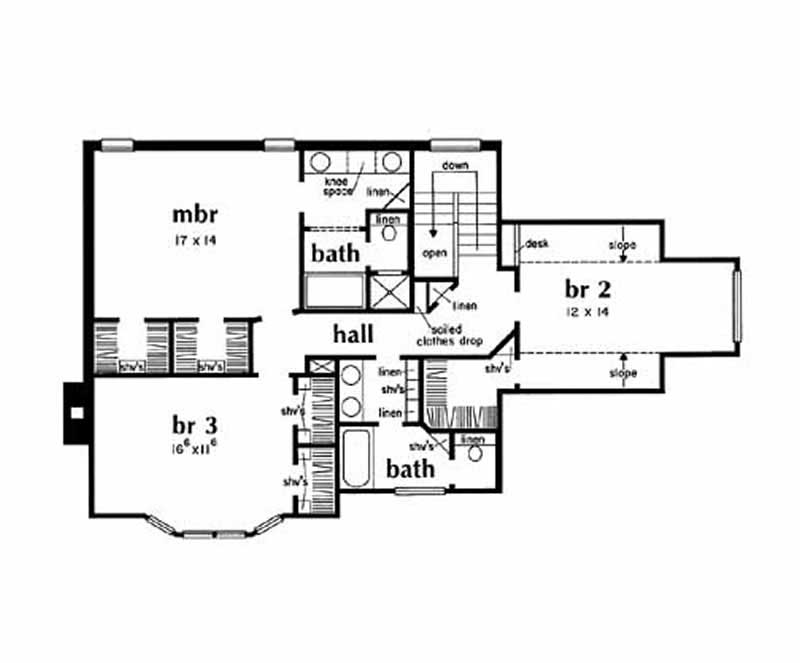 Floor Plan Second Story of Country Plan #139-1047