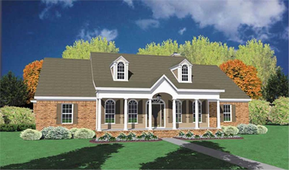 Front elevation of Colonial home (ThePlanCollection: House Plan #139-1048)