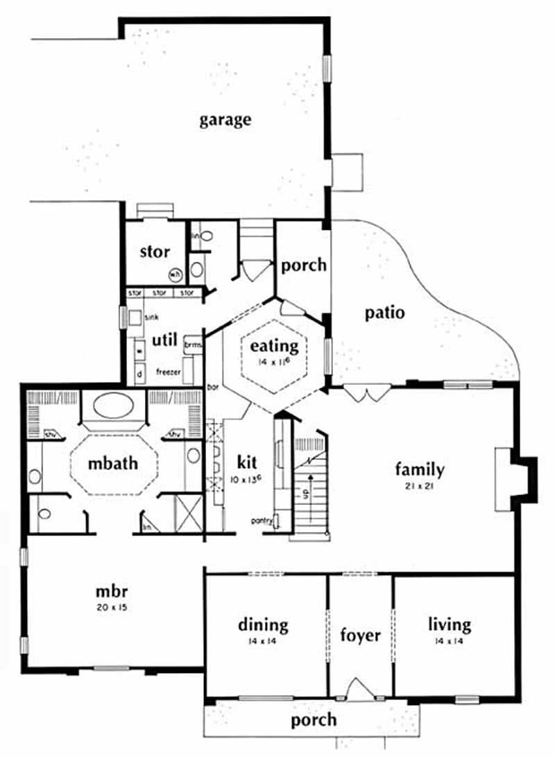 Floor Plan Second Story of French Plan #139-1061