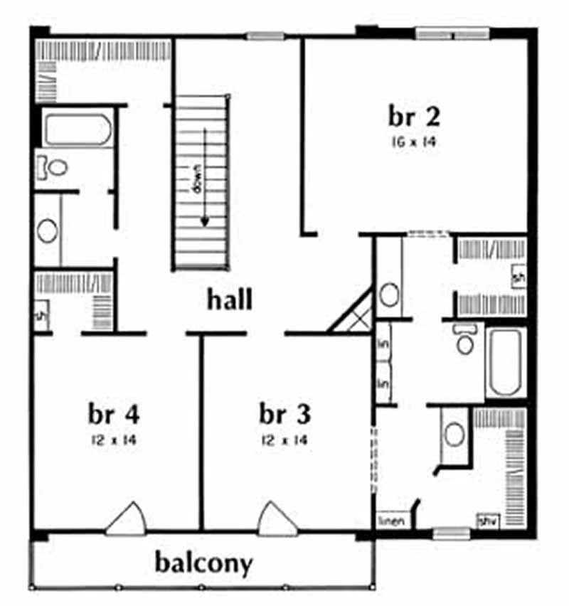 Floor Plan Second Story of French Plan #139-1061