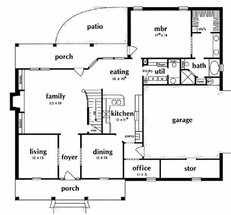 Floor Plan First Story of Country Plan #139-1064