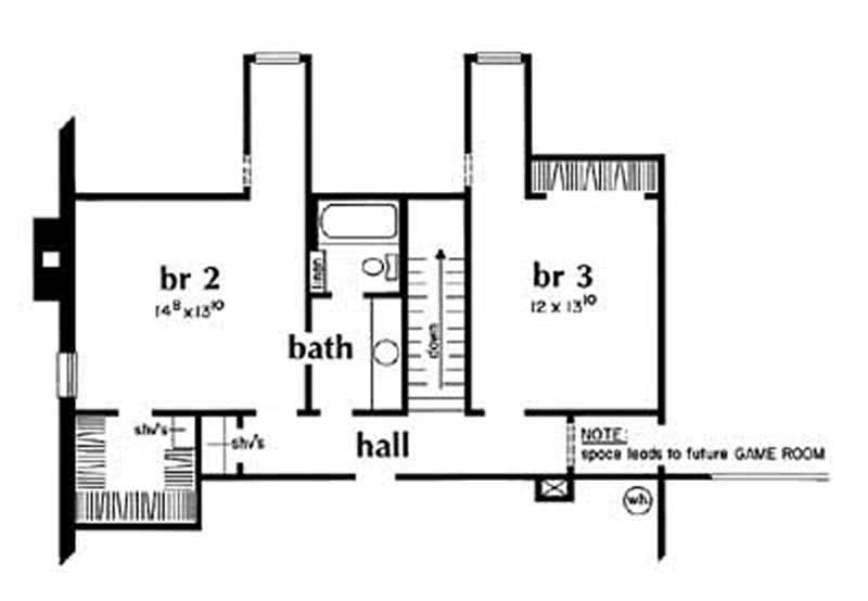 Floor Plan Second Story of Country Plan #139-1064