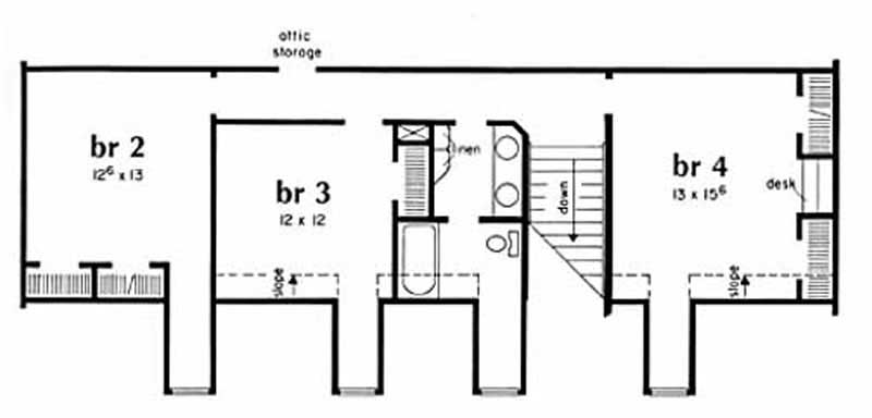Floor Plan Second Story of Country Plan #139-1066