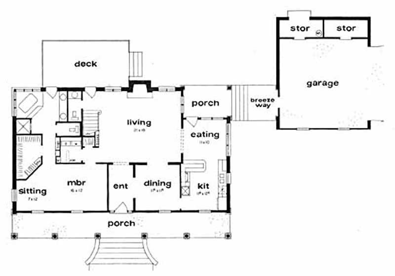 Floor Plan First Story of Country Plan #139-1076