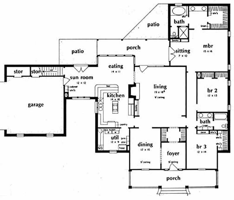 Floor Plan First Story of Country Plan #139-1081