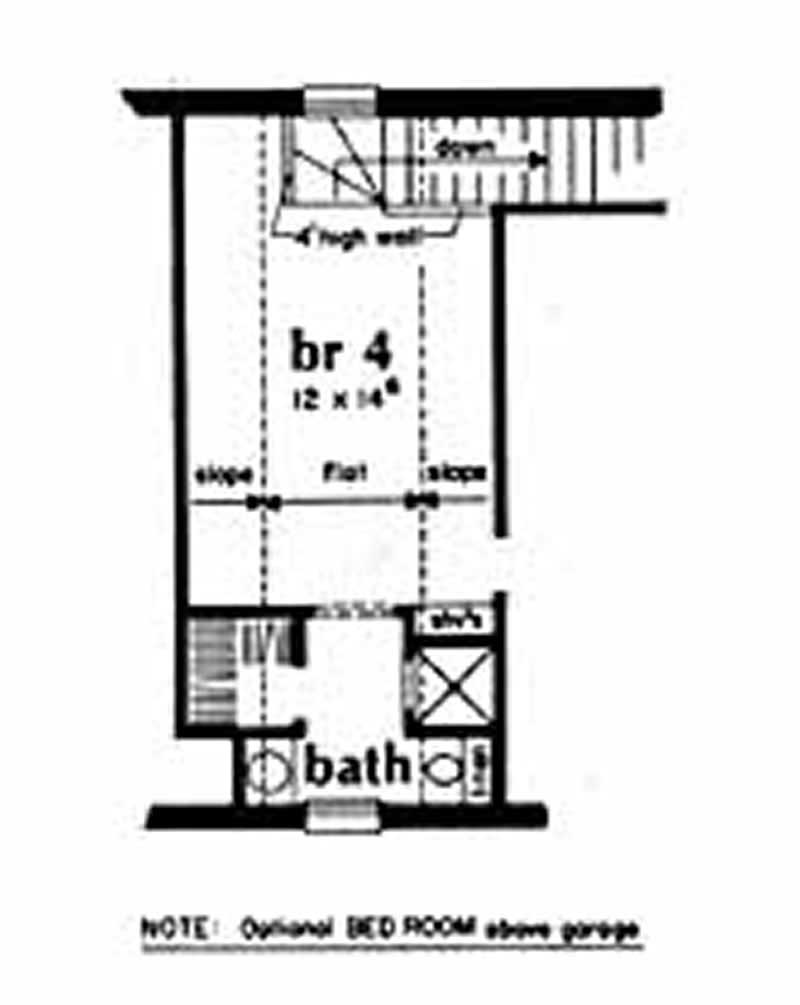 Floor Plan Bonus Room of Country Plan #139-1081