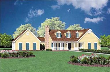 3-Bedroom, 1343 Sq Ft Country Home Plan - 139-1098 - Main Exterior