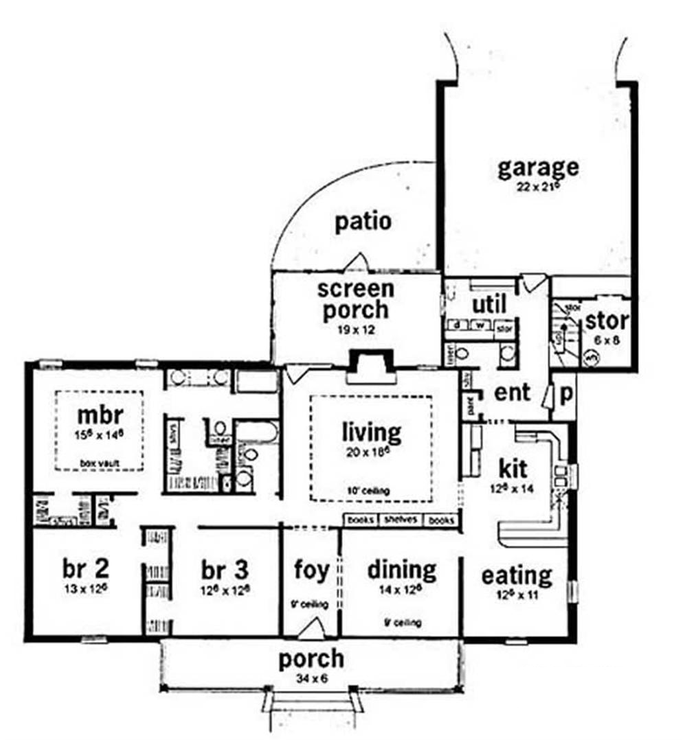 Floor Plan First Story of Country Plan #139-1105