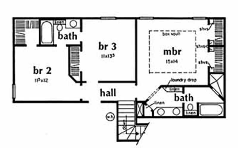 Floor Plan Second Story of Country Plan #139-1110