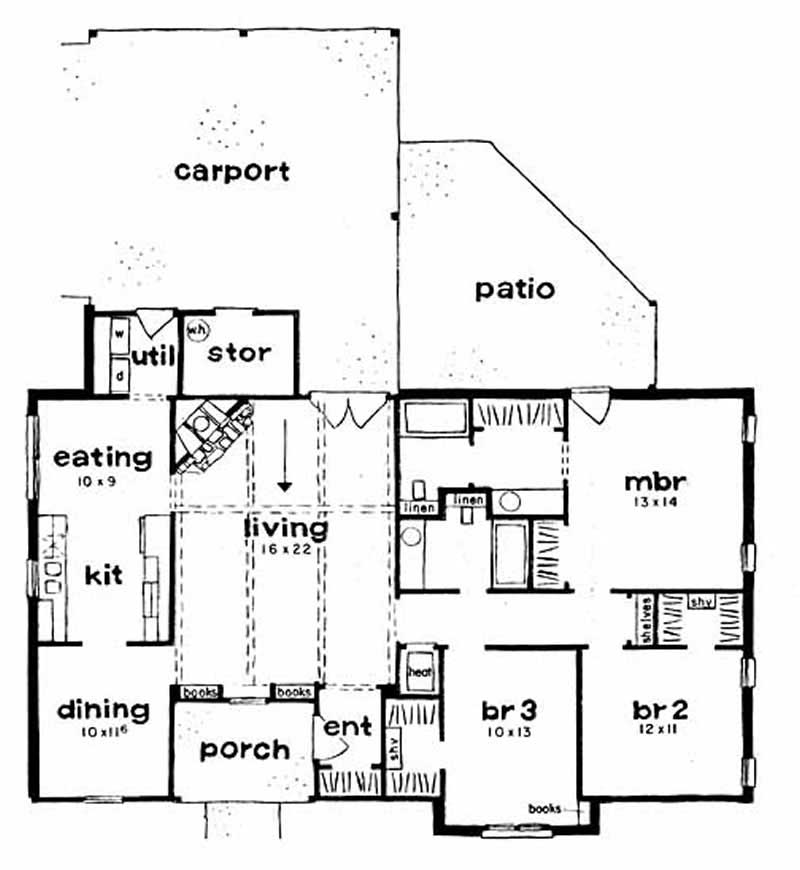 Floor Plan First Story of Country Plan #139-1144