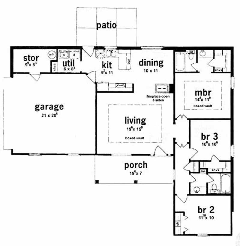 Floor Plan First Story of French Plan #139-1147