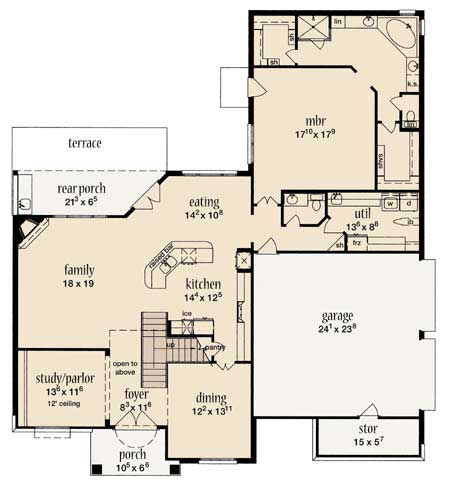 Floor Plan First Story of Cape Cod Plan #139-1175