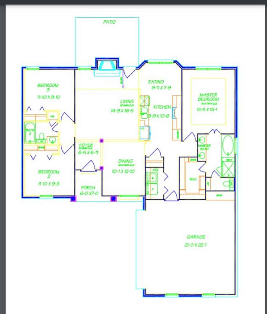 Main Level of Small House Plans #139-1225