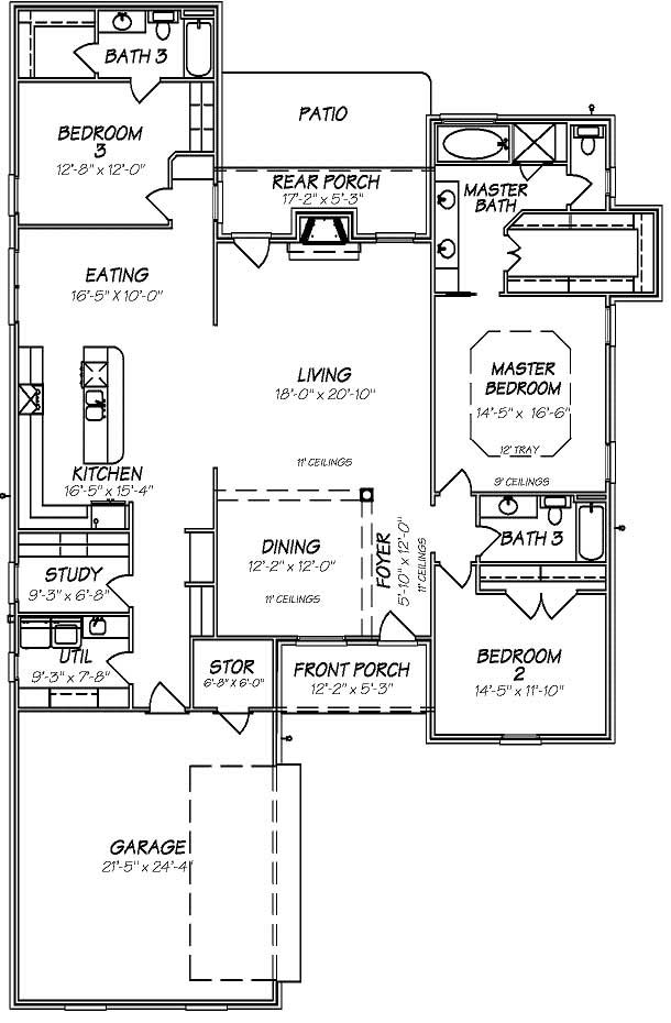 Floor Plan First Story of European Plan #140-1003