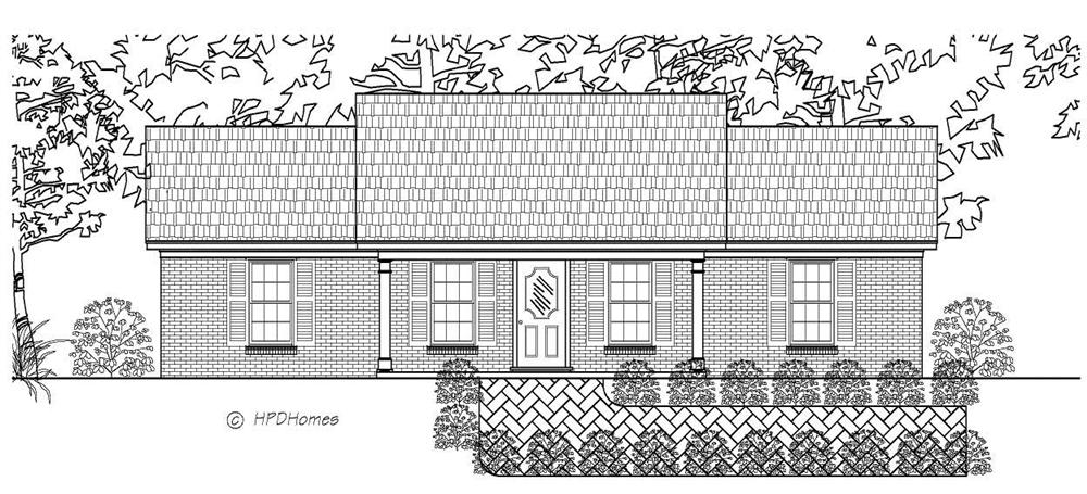 This is the front elevation of these Country Ranch Home Plans.