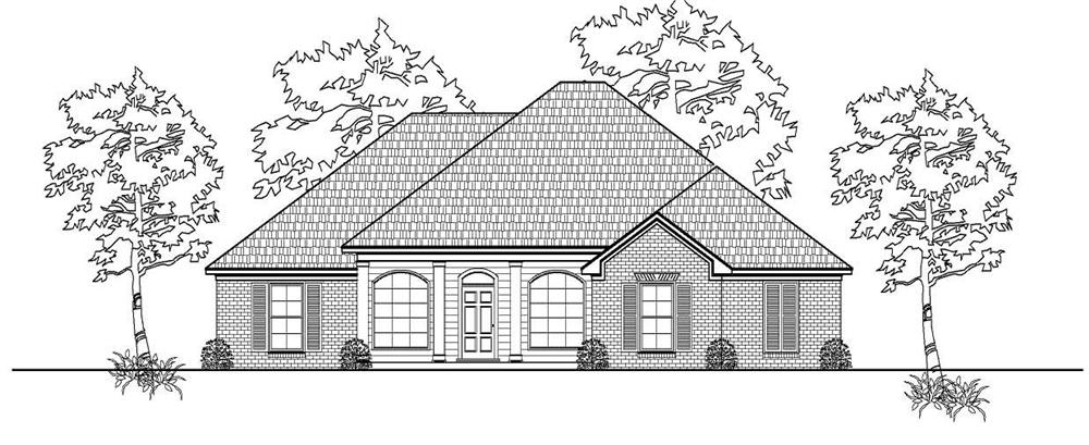This is a black and white front elevation of these Traditional Home Plans