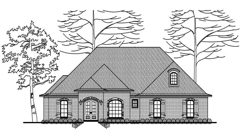 This is a black and white elevation of these European Houseplans.