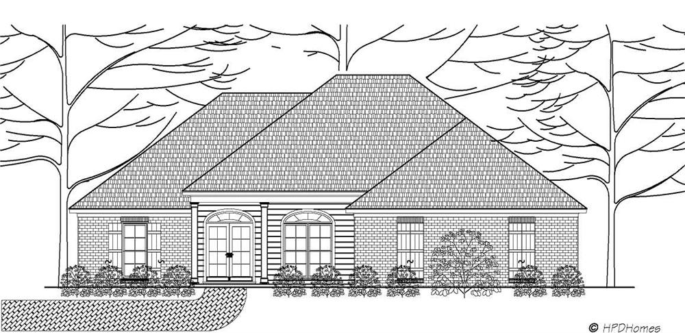 This is the front elevation for Home Plans HPD-B2014