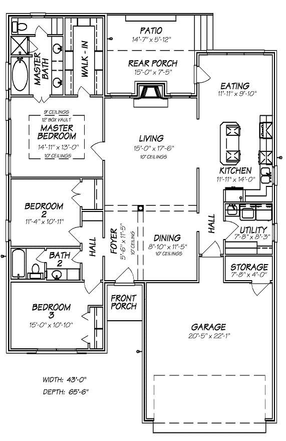 Floor Plan First Story of European Plan #140-1054