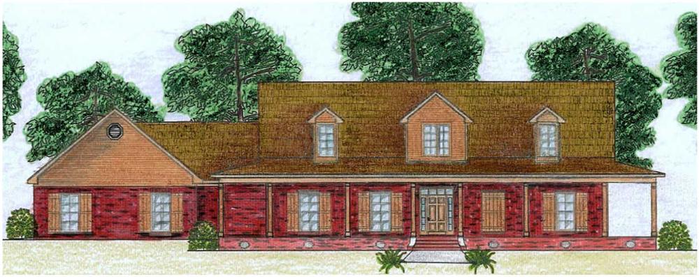 This is a colored rendering of these Country Home Plans.