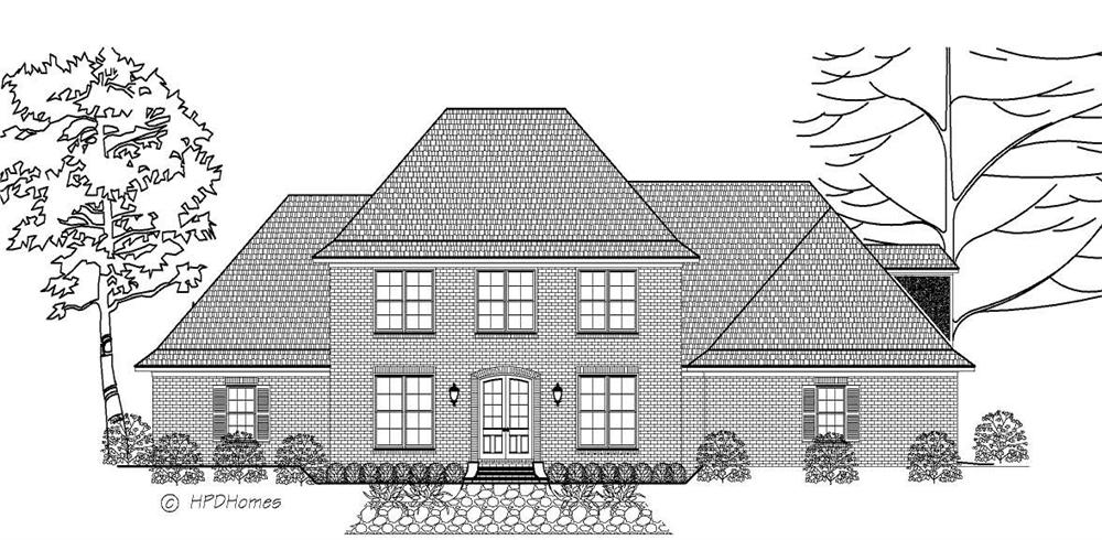This is a front elevation image of these House Plans.