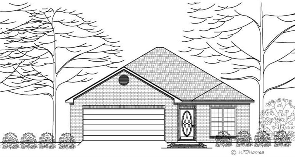 This is the front elevation of Home Plan HPD-B2008