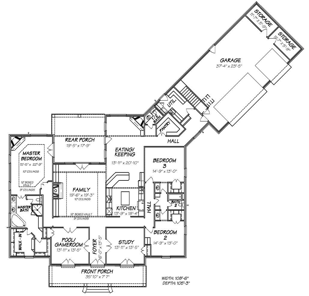 Floor Plan First Story of European Plan #140-1063