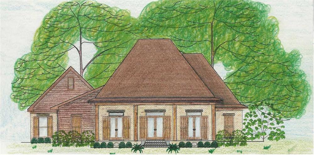 This is a colored rendering of these French Country House Plans.