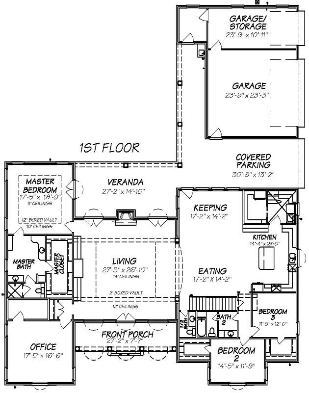Floor Plan First Story of Cape Cod Plan #140-1070