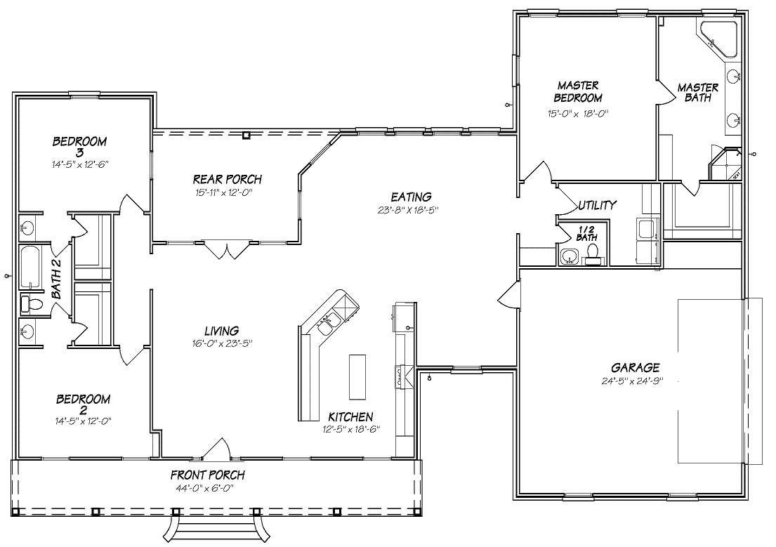 Floor Plan First Story of Country Plan #140-1071