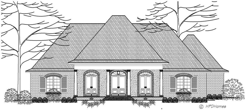 This is a black and white rendering of these French Country House Plans,