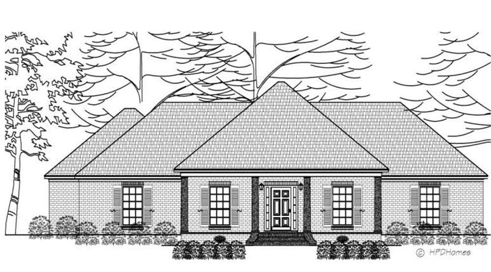 This is a black and white rendering of these Traditional Homeplans.