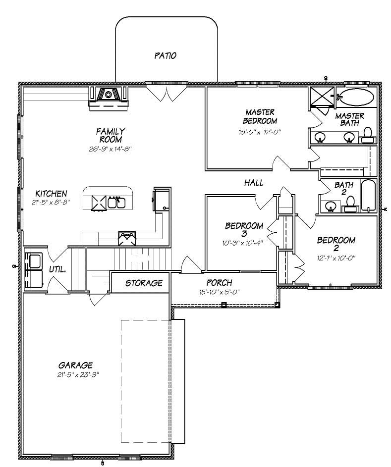 Floor Plan First Story of European Plan #140-1075