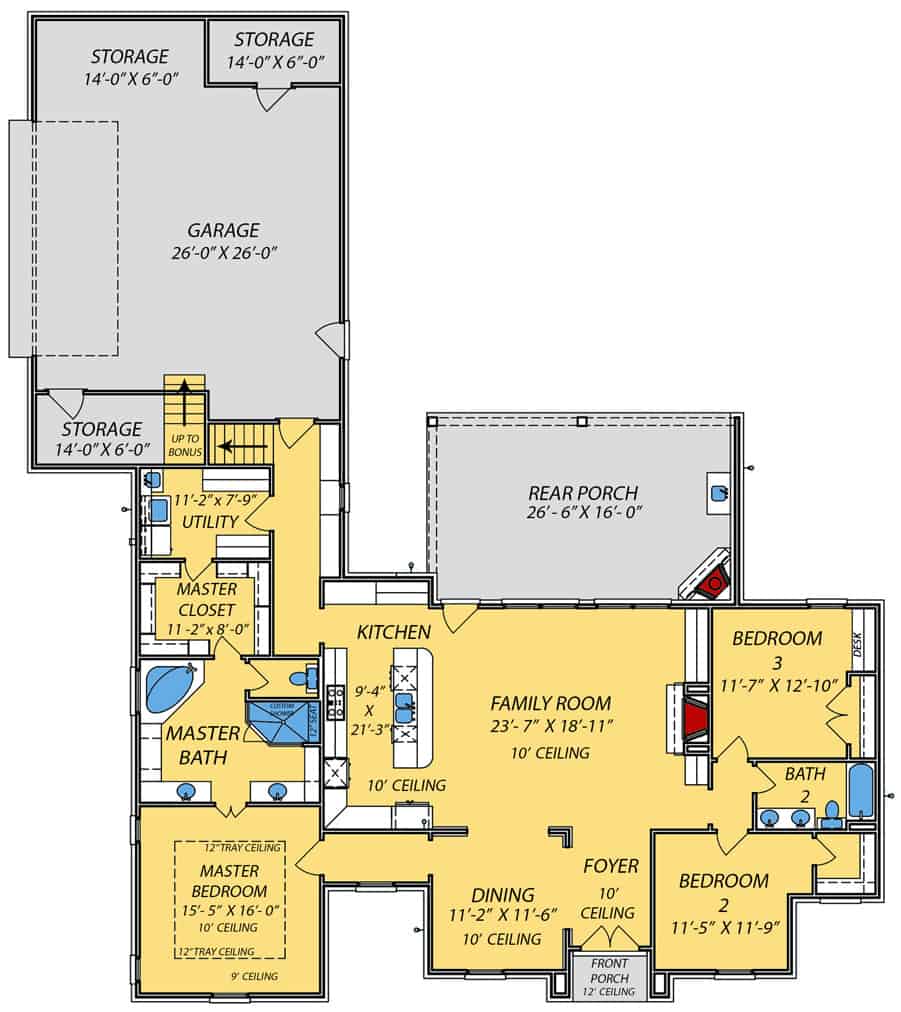 Main Level of French Plan #140-1118