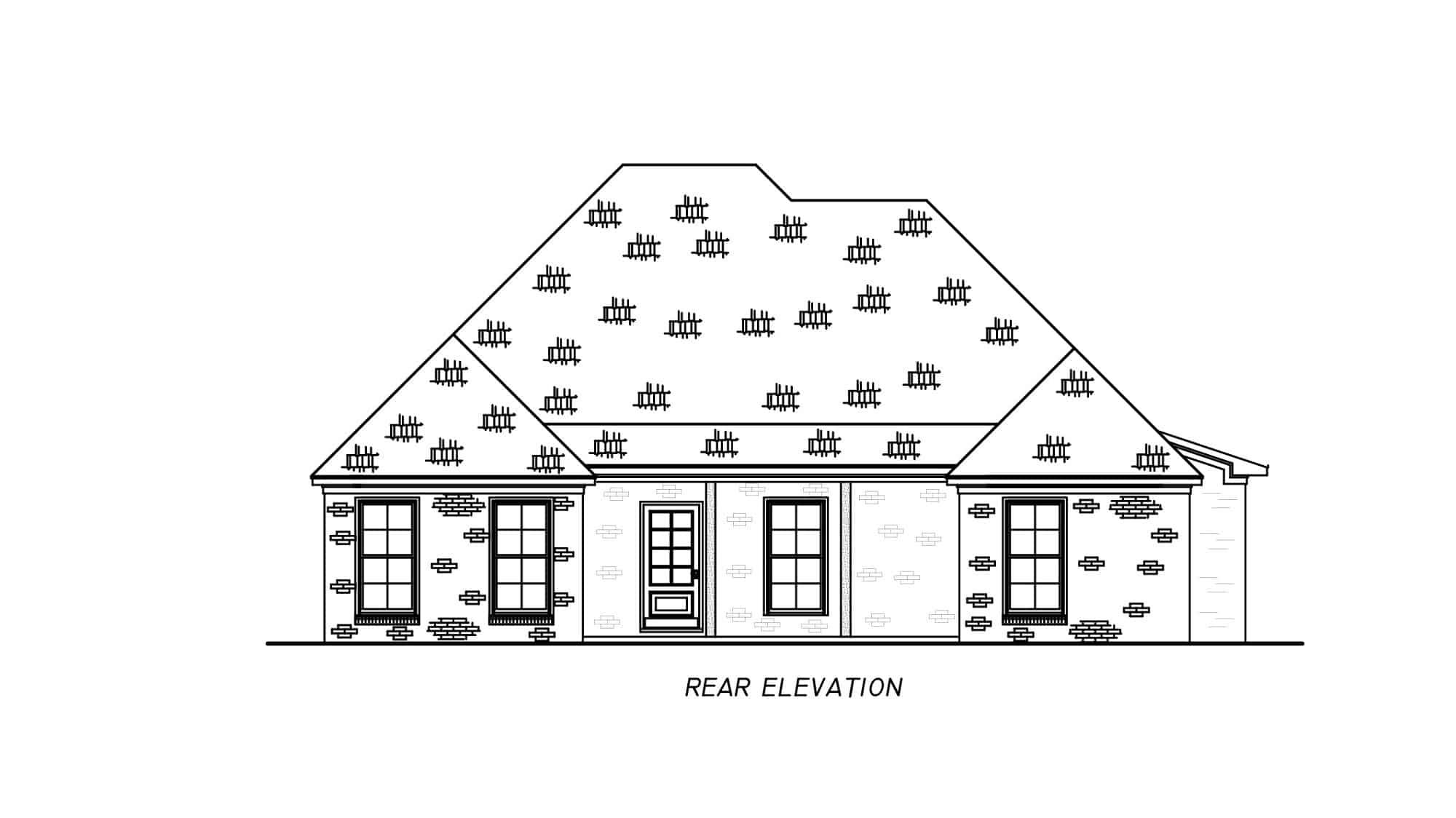 Home Plan Rear Elevation of this 4-Bedroom,1632 Sq Ft Plan -140-1122