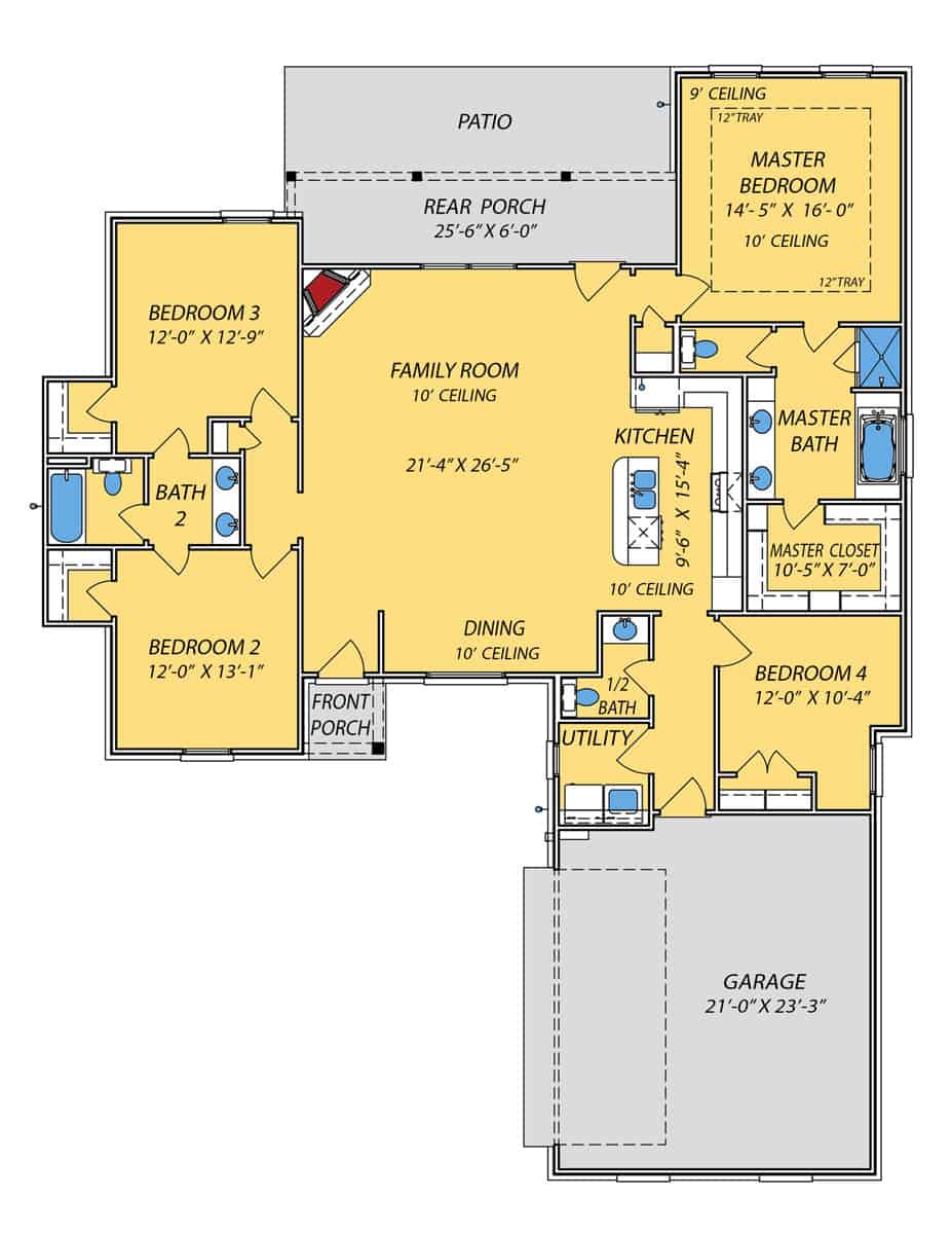 Main Level of Traditional Plan #140-1138