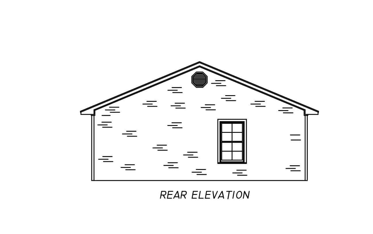 Home Plan Rear Elevation of this 3-Bedroom,1176 Sq Ft Plan -140-1139